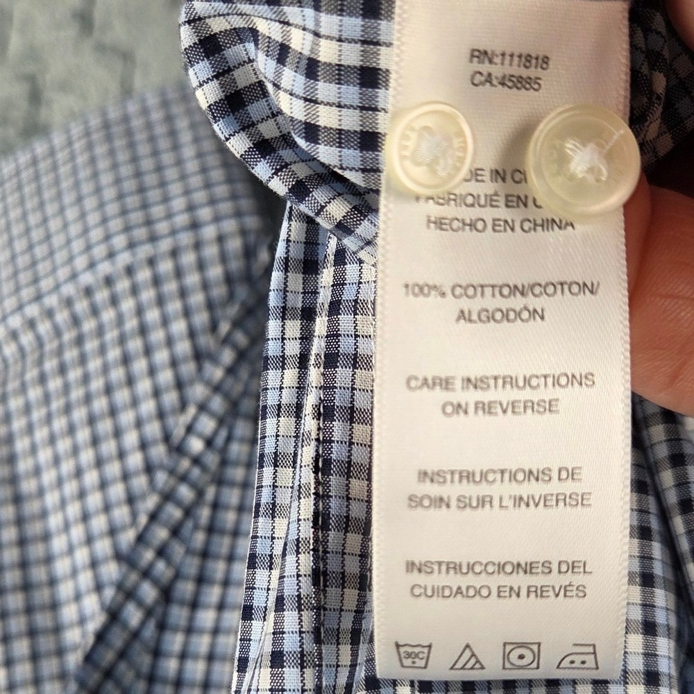 Michael Michael Kors Mens Tailored Fit Button Down Shirt Blue Micro Check L - Picture 4 of 7